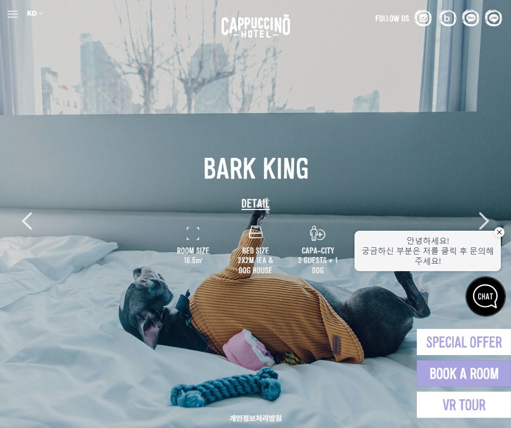 호텔 카푸치노 바크 킹 공식 홈페이지 화면 미리보기